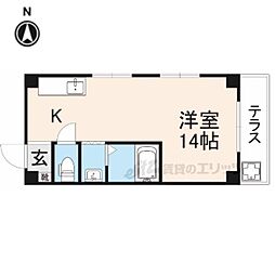 近鉄奈良線 近鉄奈良駅 徒歩17分の賃貸アパート 1階ワンルームの間取り