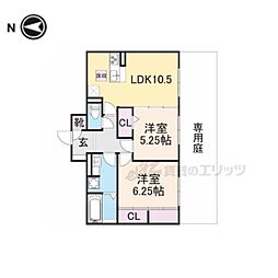 ファイブスター 1階2LDKの間取り