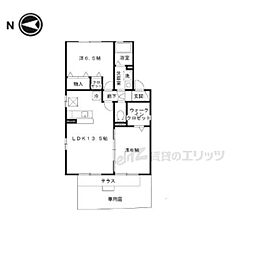 コート宮ノ下 102 1階2LDKの間取り