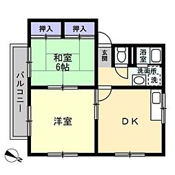 ソルトフィールドN.M.D 2DKの間取図画像