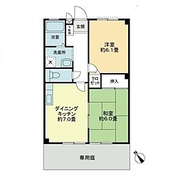 フォブール川津D 2DKの間取図画像