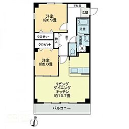 ピュアタウンエンジェル 3階2LDKの間取り