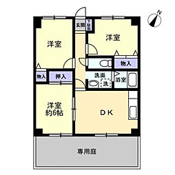 フィネス坂本 3DKの間取図画像