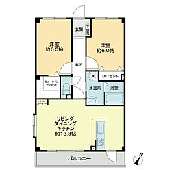 フォブール中村 2LDKの間取図画像