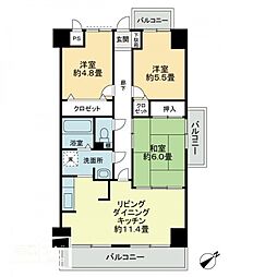 プラージュ司 3LDKの間取図画像