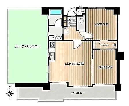 ◇南向き角住戸◇専用ルーフバルコニー付◇リフォーム済◇可動式間仕切り有