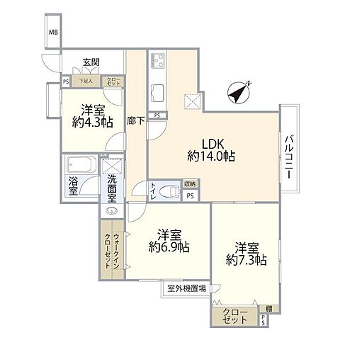 間取り コスモ平井 1階/-