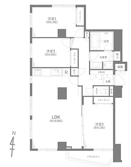 3LDK 間取り