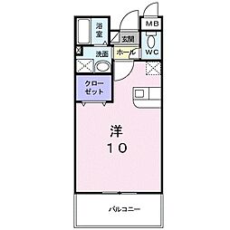 ラ　フローラ 2階ワンルームの間取り