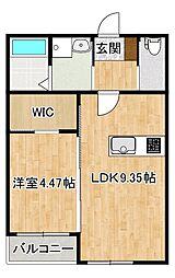 BRAVE BASE 本庄 2階1LDKの間取り