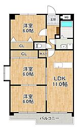センチュリー中央 3LDKの間取図画像
