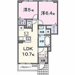 グローブコクブC 2LDKの間取図画像