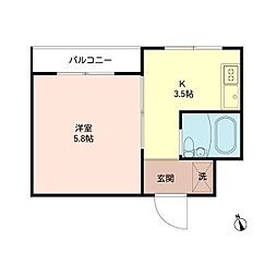 PIER豪徳寺-2 1Kの間取図画像