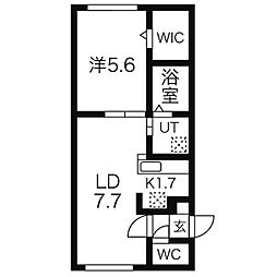 モンヴェール学園前 5階1LDKの間取り