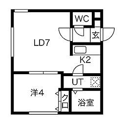 ロワシャルマン 4階1LDKの間取り