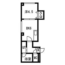 プレプラージュ 4階1DKの間取り