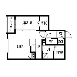 アルファレジデンス麻生 1LDKの間取図画像