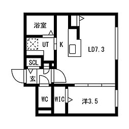 アルファレジデンス麻生 1LDKの間取図画像