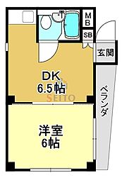 プリマベーラ岡町 1DKの間取図画像