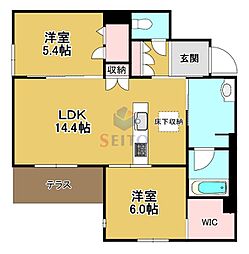 シャーメゾングランデ 2LDKの間取図画像