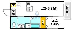リアコート関大前II 1LDKの間取図画像