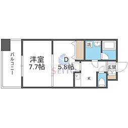 レフィーナカルム江坂 1DKの間取図画像