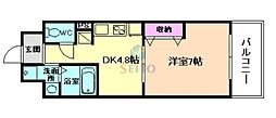 第17関根マンション 1DKの間取図画像
