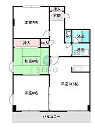 ハイツ丸利 3LDKの間取図画像