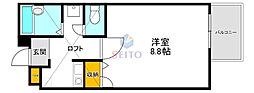 江坂OMパレス 1Kの間取図画像