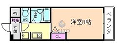 パークサイドコート 1Kの間取図画像
