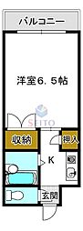 ギャレ豊津 1Kの間取図画像
