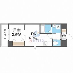 ケイズスクエアエサカ 1DKの間取図画像