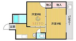新高マンション 2Kの間取図画像