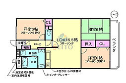 ベルヴュー長興寺 3LDKの間取図画像