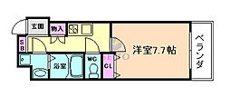 ベルヴィ江坂公園 1Kの間取図画像