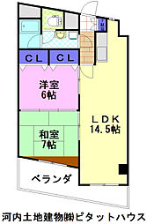 あさひレジデンス弐番館E 2LDKの間取図画像