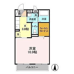パークハイム長宮1 1Kの間取図画像