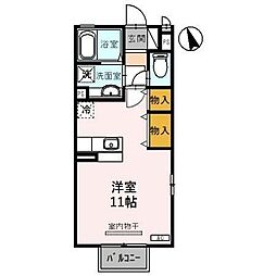 ハニーコートF ワンルームの間取図画像