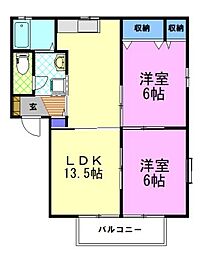 フォレスト元今泉 2LDKの間取図画像