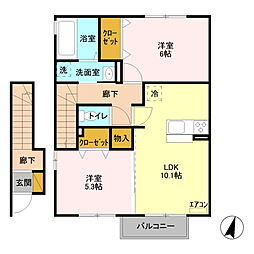ヴィクトワール3C 2LDKの間取図画像