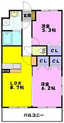 Y&Mファーストステージ 2LDKの間取図画像