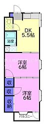 コーポ光2 2DKの間取図画像