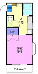 ベルハイムA 1Kの間取図画像