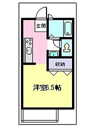 リバティーA 1DKの間取図画像