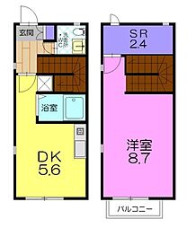 リースランドテクノD 1DKの間取図画像