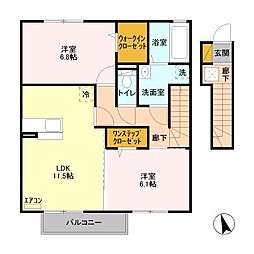 グレイスコート雅A 2LDKの間取図画像