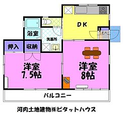 笹沼コーポ 2DKの間取図画像