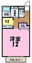 モナヴェイル2 ワンルームの間取図画像