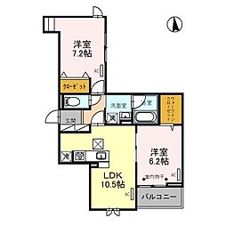 Presso-U 2LDKの間取図画像