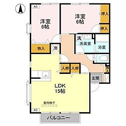 ニューメゾンド・クレールB 2LDKの間取図画像